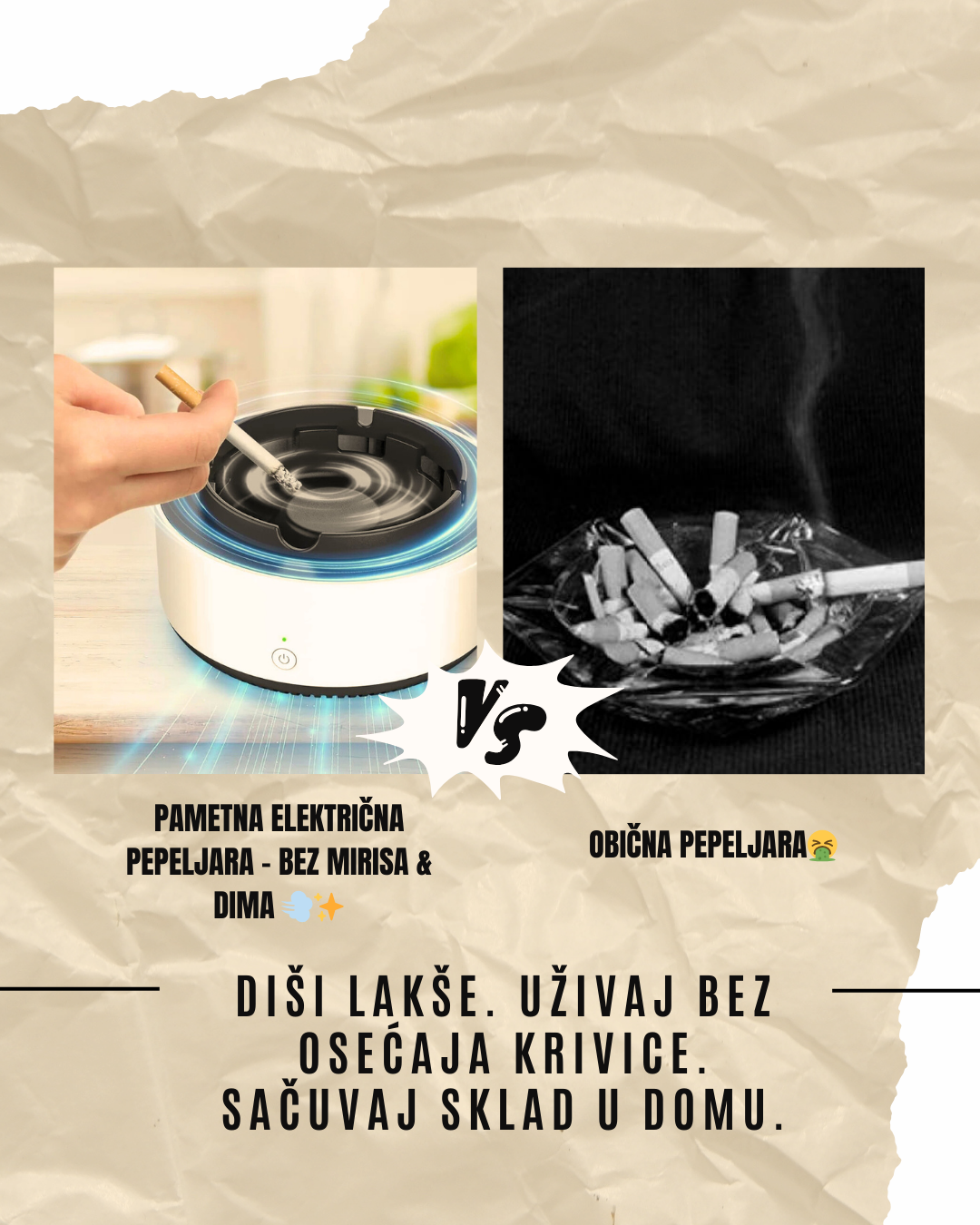 Pametna Električna Pepeljara - Bez Mirisa & Dima 💨